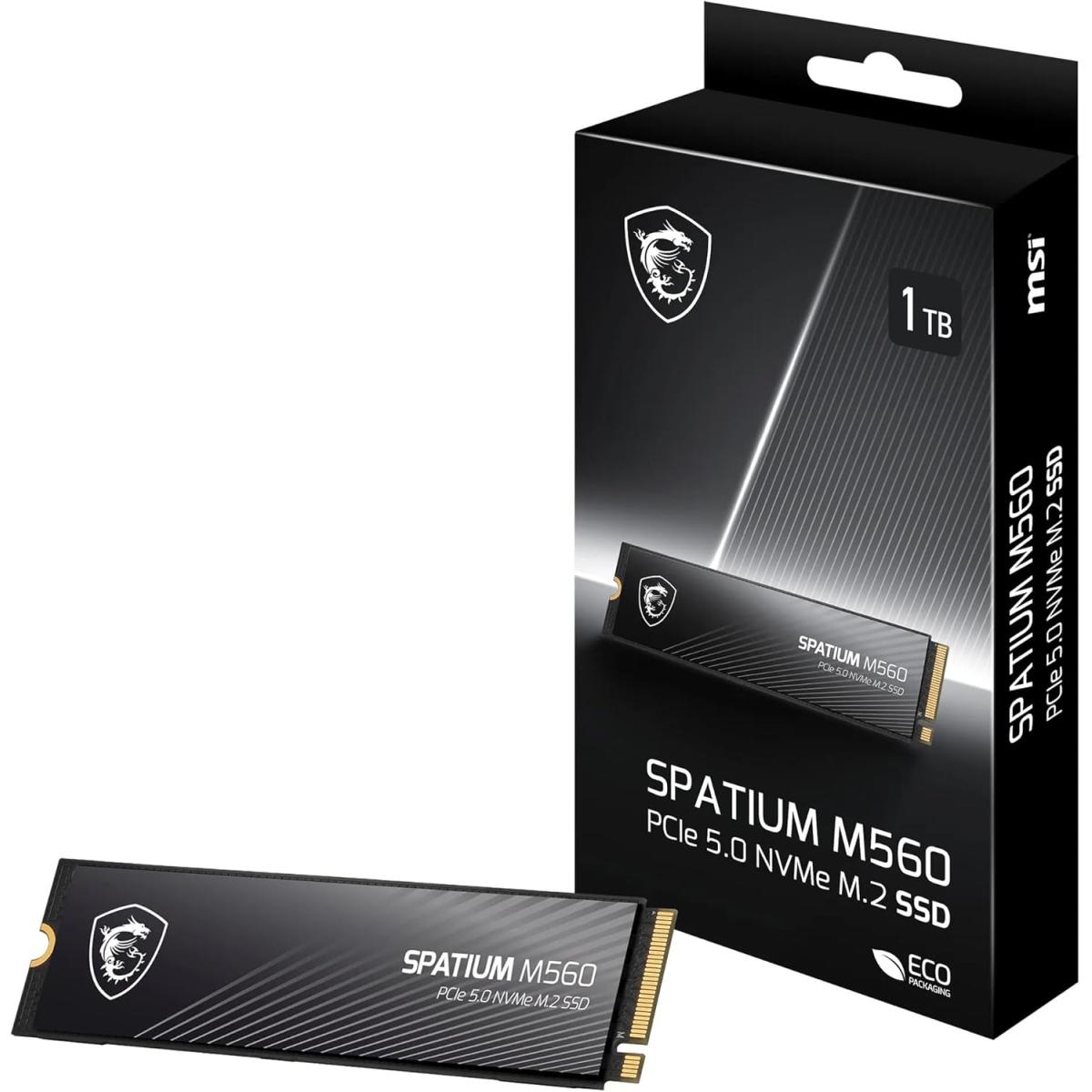 MSI SPATIUM M560 1TB PCIe 5.0 NVMe M.2 SSD, 3D NAND Memory - Sequential Read/Write (10200/8400 MB/s) MSI SPATIUM M560 1TB PCIe 5.0 NVMe M.2 SSD, 3D NAND Memory - Sequential Read/Write (10200/8400 MB/s)