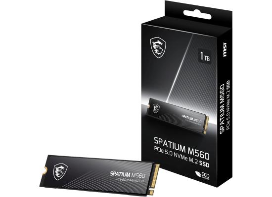 MSI SPATIUM M560 1TB PCIe 5.0 NVMe M.2 SSD, 3D NAND Memory - Sequential Read/Write (10200/8400 MB/s)