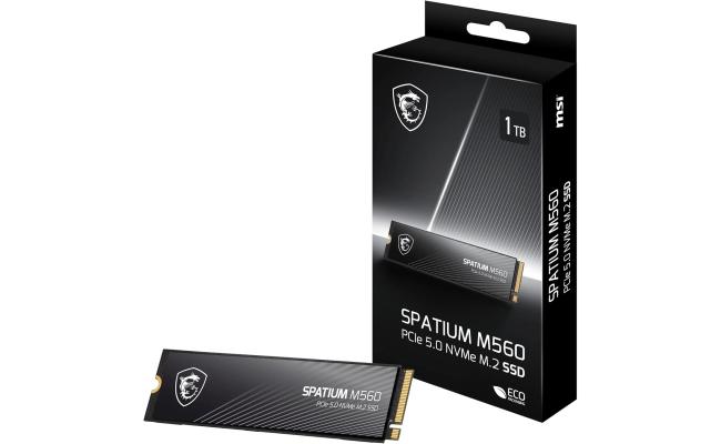 MSI SPATIUM M560 1TB PCIe 5.0 NVMe M.2 SSD, 3D NAND Memory - Sequential Read/Write (10200/8400 MB/s)