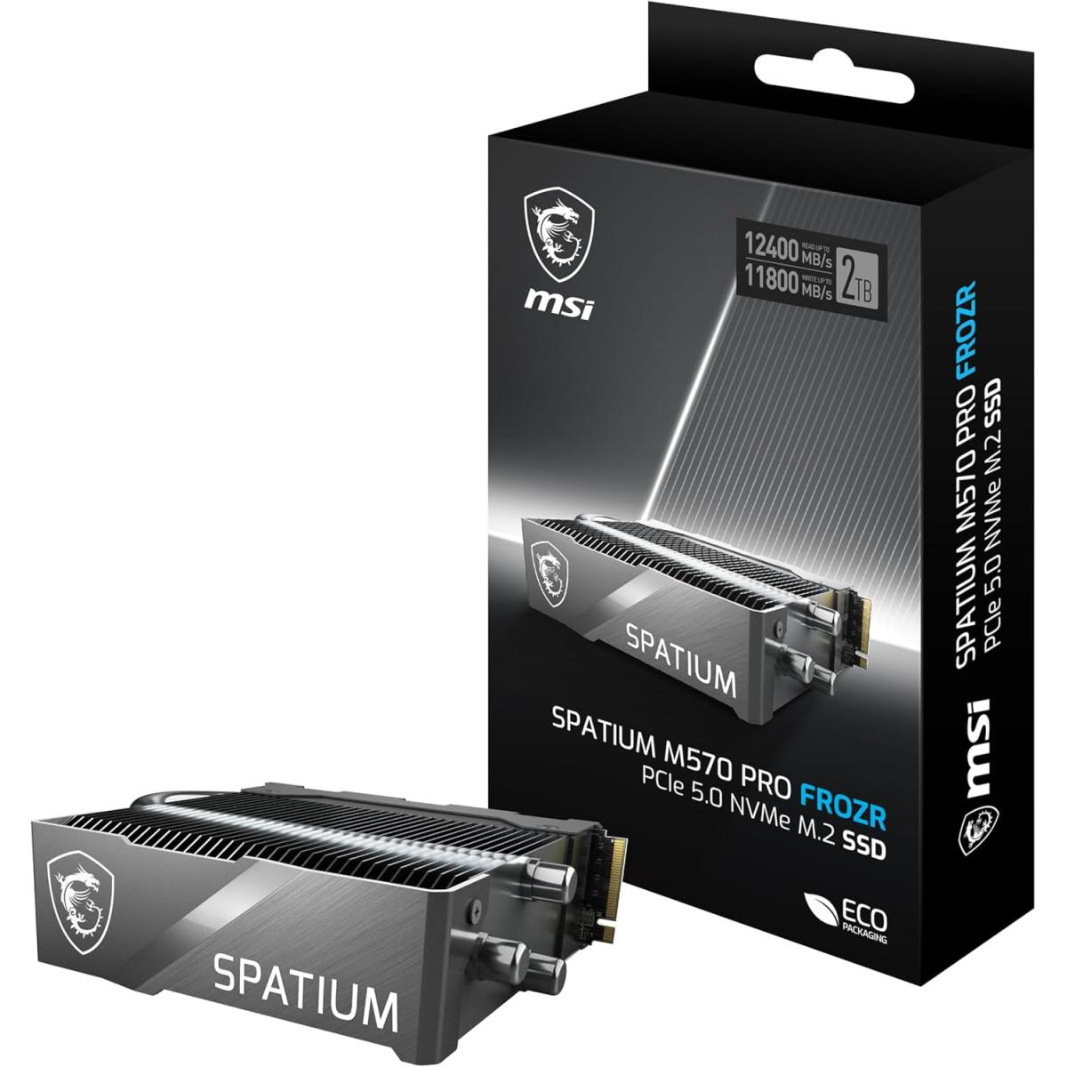 MSI SPATIUM M570 PRO 2TB Gen5 PCIe 5.0 NVMe M.2 SSD FROZR, 3D NAND - Sequential Read/Write (12400/11800 MB/s)