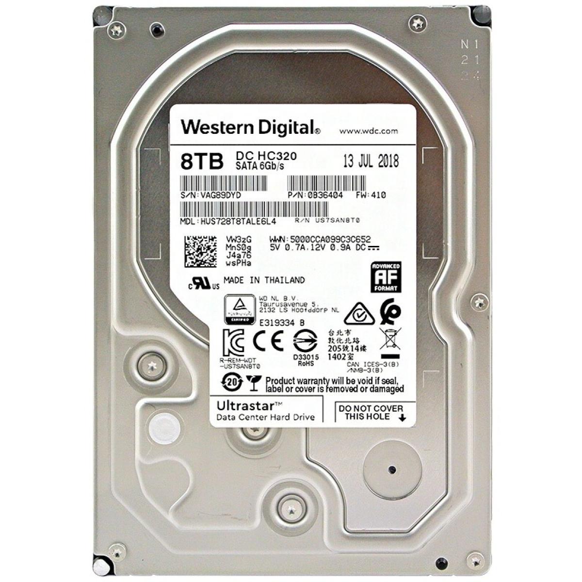 Western Digital UltraStar HDD Desktop Storage 8TB 7200RPM SATA 6Gb/s, 256MB Cache - 3.5 Hard Drive