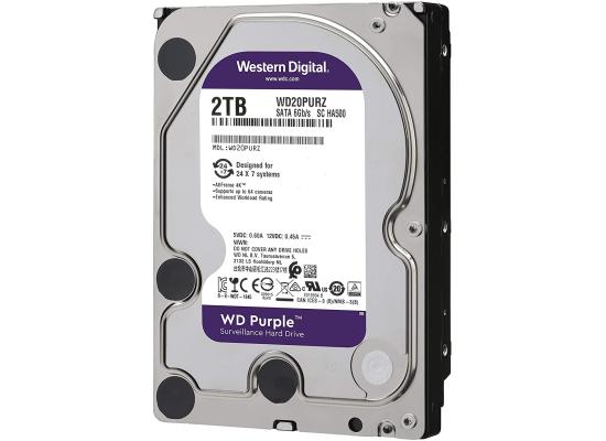 Western Digital Purple HDD Desktop Storage 2TB Surveillance 5400RPM SATA 6 Gb/s, 64 MB Cache - 3.5 Hard Drive