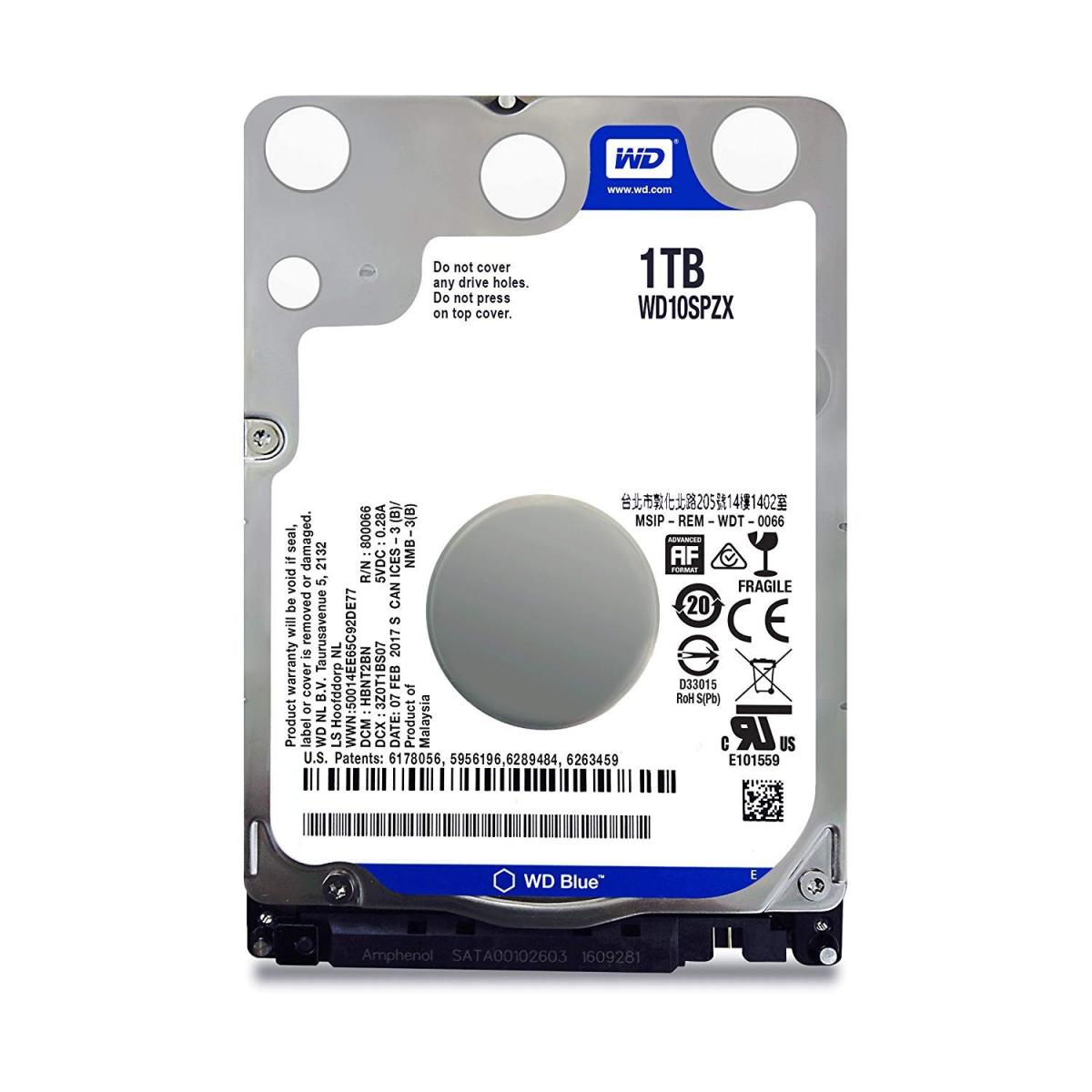 Western Digital Blue 1TB Mobile Hard Drive - 5400 RPM Class - SATA 6 Gb/s - 128 MB Cache - 2.5 Inch