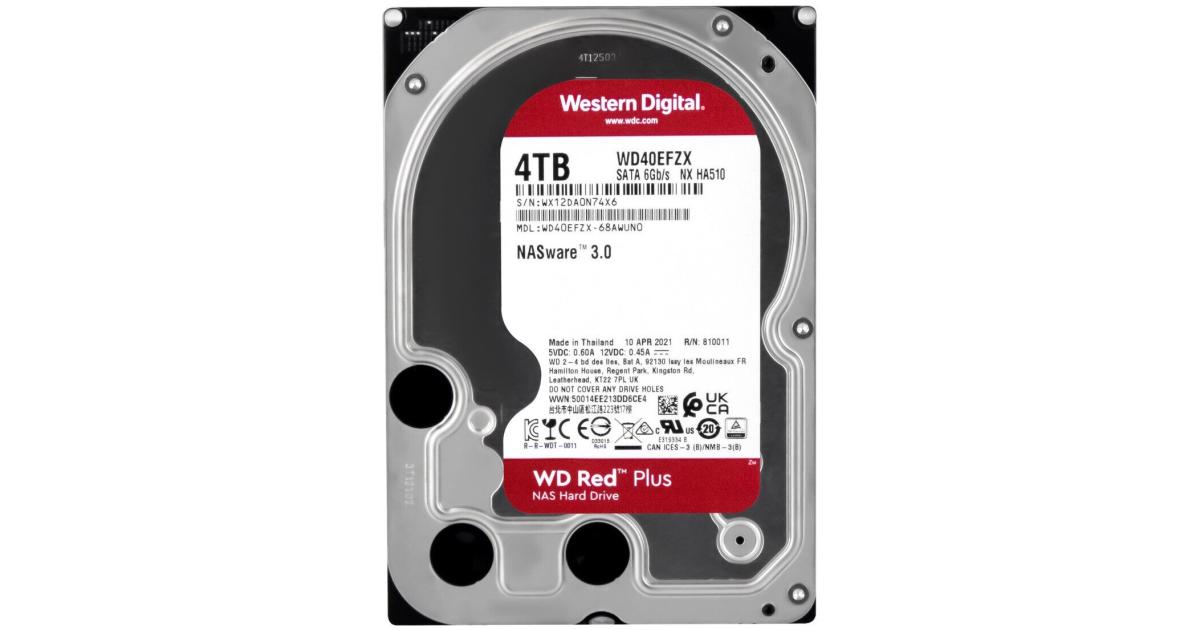 中古】W.D. WD40EFZX WD Red 容赦 Plus 4TB/5400rpm/128MB/6Gbps【ECセンター】保証期間１