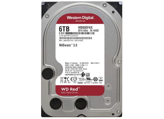 Western Digital RED HDD NAS Storage 6TB 5400RPM SATA 6Gb/s, 256MB Cache - 3.5 Hard Drive