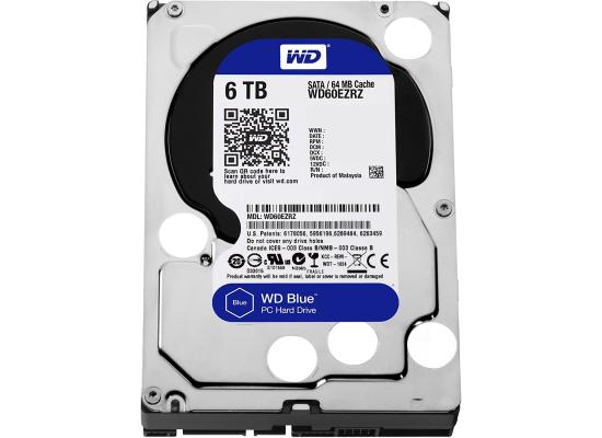 Western Digital Blue HDD Desktop Storage 6TB Surveillance 5400RPM SATA 6Gb/s, 64 MB Cache - 3.5 Hard Drive