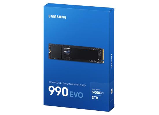 Samsung 990 EVO 2TB PCIe 4.0 NVMe M.2 SSD w/ Samsung V-NAND TLC Memory -Sequential Read/Write Up (5,000/4,200 MB/s)