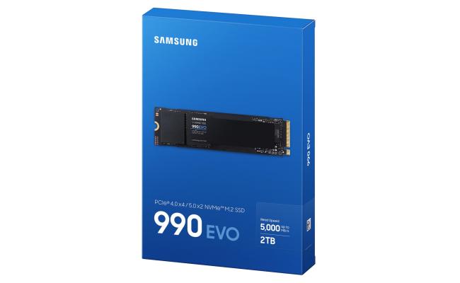 Samsung 990 EVO 2TB PCIe 4.0 NVMe M.2 SSD w/ Samsung V-NAND TLC Memory -Sequential Read/Write Up (5,000/4,200 MB/s)
