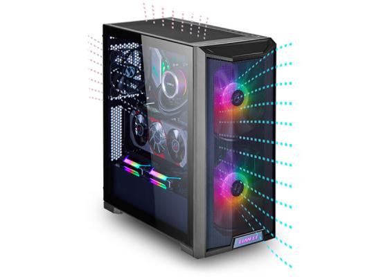 Lian Li LANCOOL 215 (215X Black) MESH ARGB ATX Mid Tower Tempered Glass Gaming Case W/ 2x200mm ARGB Fans & 1x120mm
