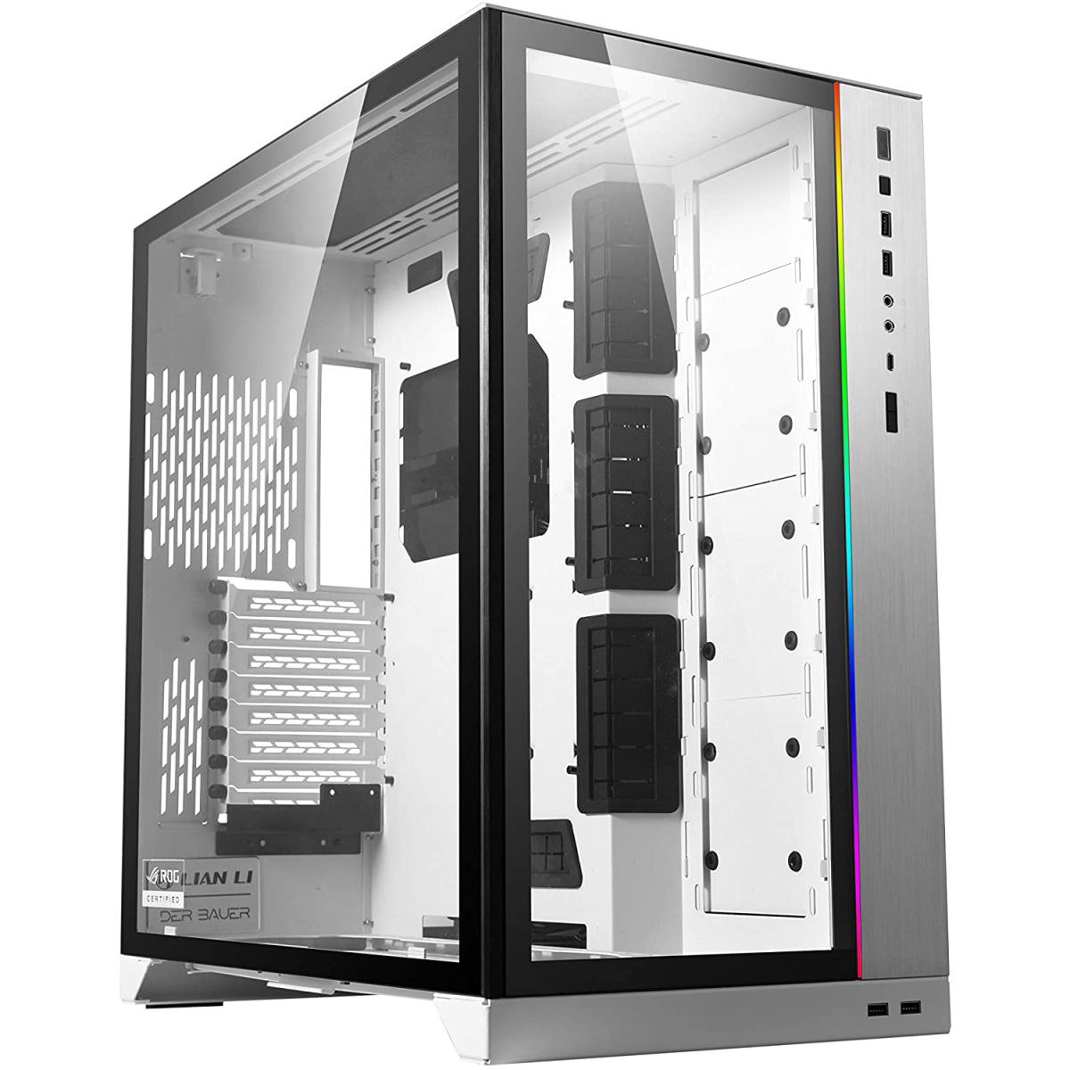 Lian Li O11 Dynamic XL ROG Certified (White) Mid Tower Tempered Glass Gaming Case w/ ARGB Front Bar