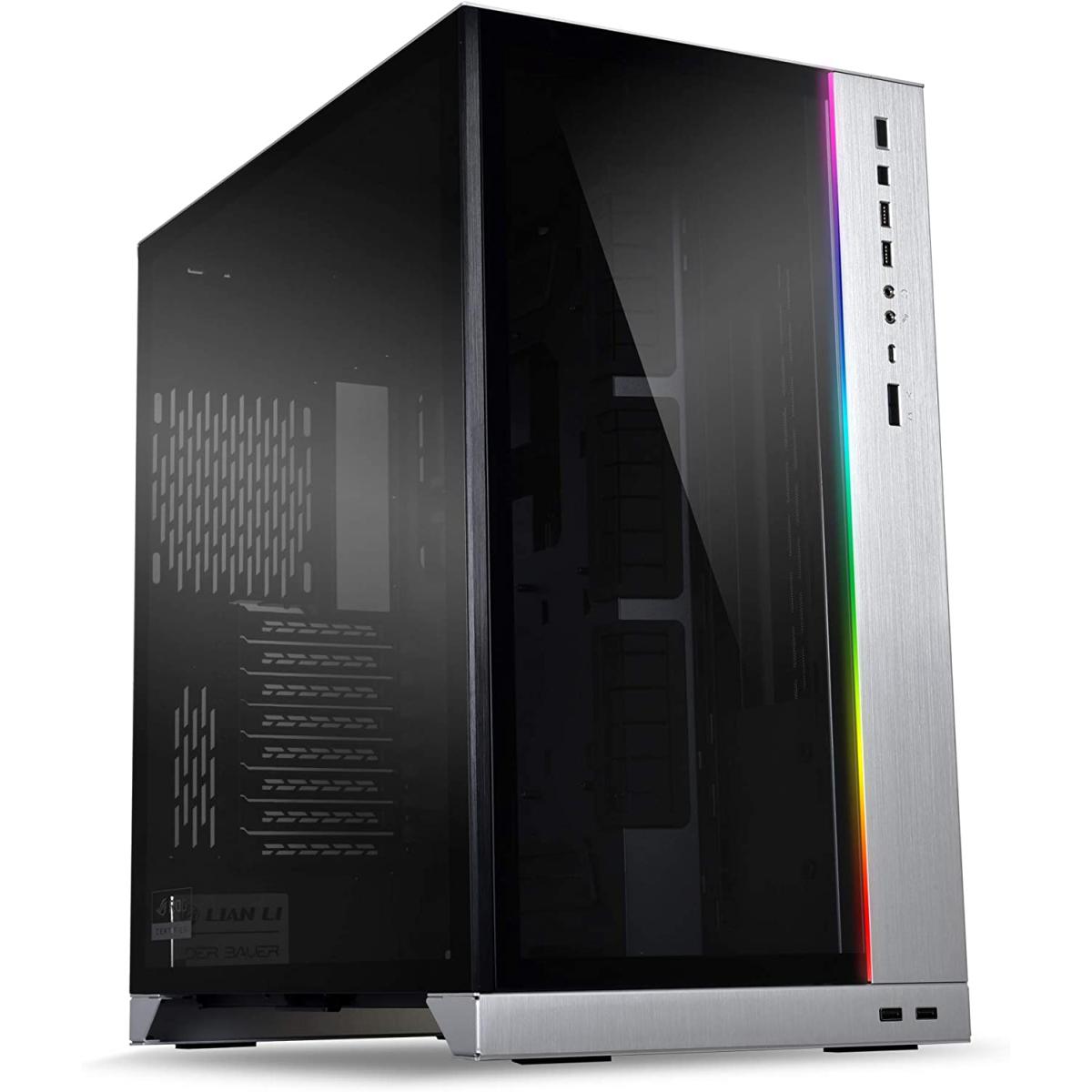 Lian Li O11 Dynamic XL ROG Certified (Silver) Mid Tower Tempered Glass Gaming Case w/ ARGB Front Bar