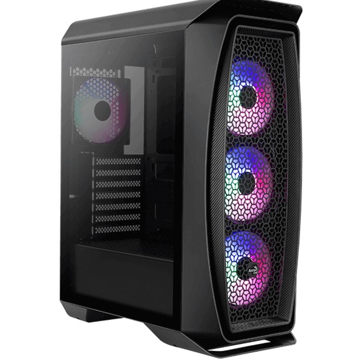 AeroCool Aero One Frost FRGB ATX High-Performance Mid Tower Tempered Glass Gaming Case w/ Mesh Front Panel Design & 4x120mm FRGB Fans
