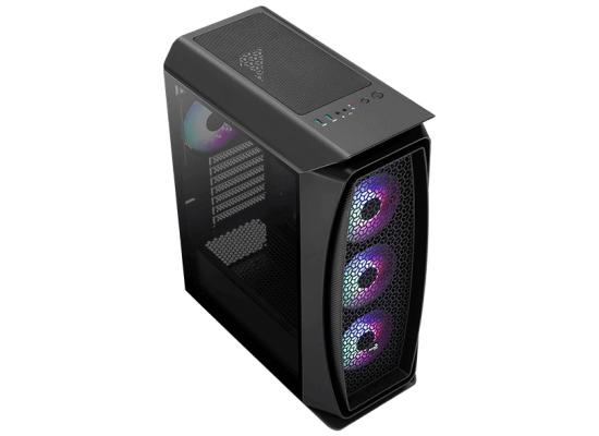 AeroCool Aero One Frost FRGB ATX High-Performance Mid Tower Tempered Glass Gaming Case w/ Mesh Front Panel Design & 4x120mm FRGB Fans