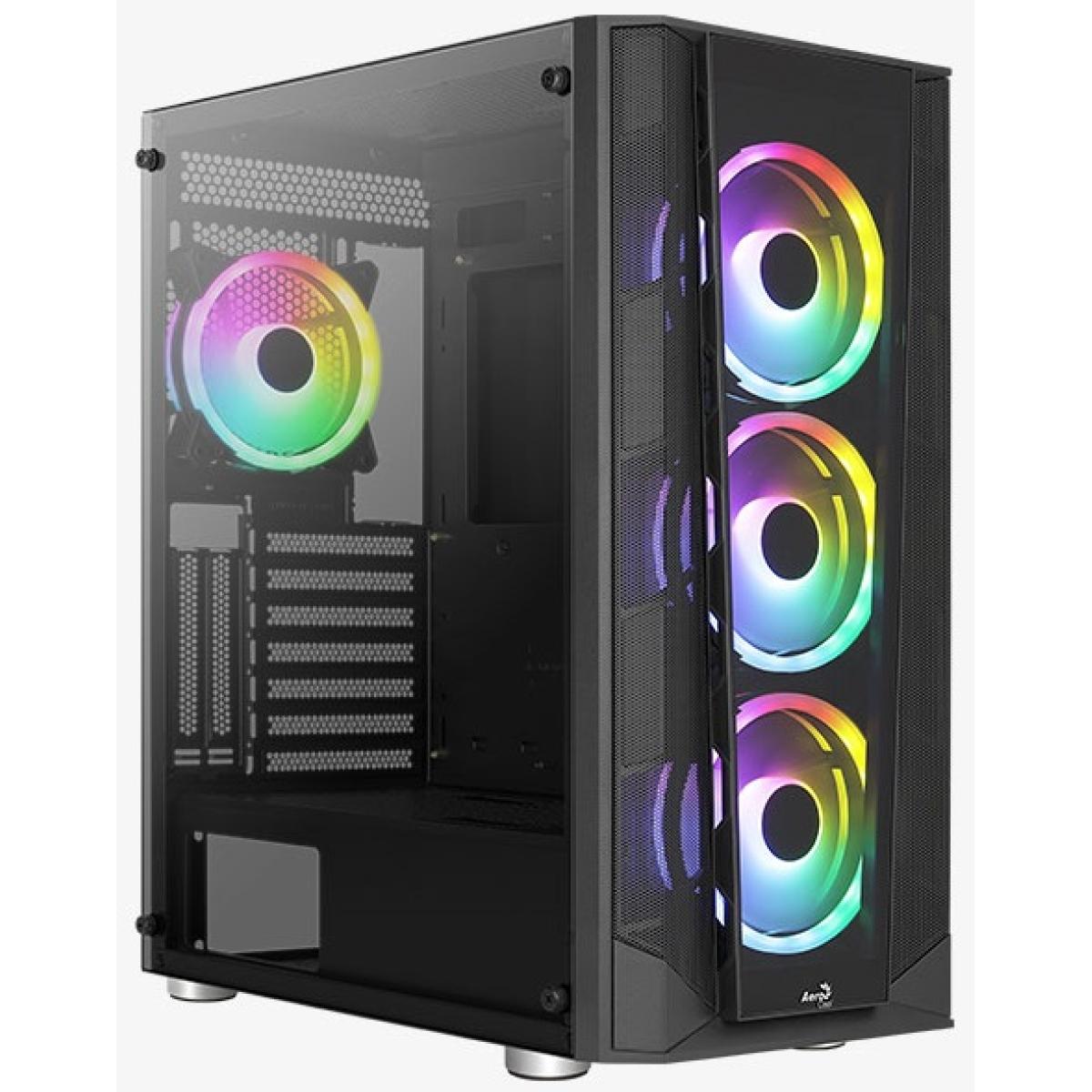 AeroCool Prism FRGB ATX High-Performance Mid Tower Tempered Glass Gaming Case w/ Full TG Design & 4x120mm FRGB Fans