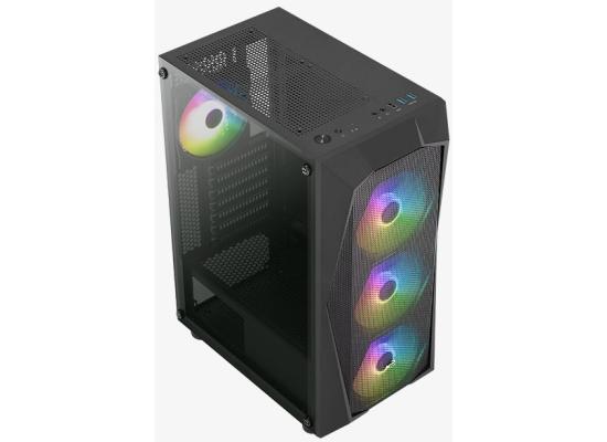 AeroCool Falcon ARGB ATX High-Performance Mid Tower Tempered Glass Gaming Case w/ Mesh Front Panel Design & 4x120mm ARGB Fans