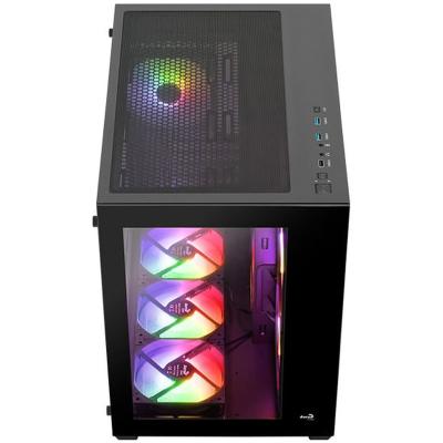 AeroCool Dryft ARGB Stylish w/ Panoramic View ATX Mid Tower Tempered Glass Gaming Case w/ 6 ARGB fans + 7-Port Fan PWM ARGB Hub
