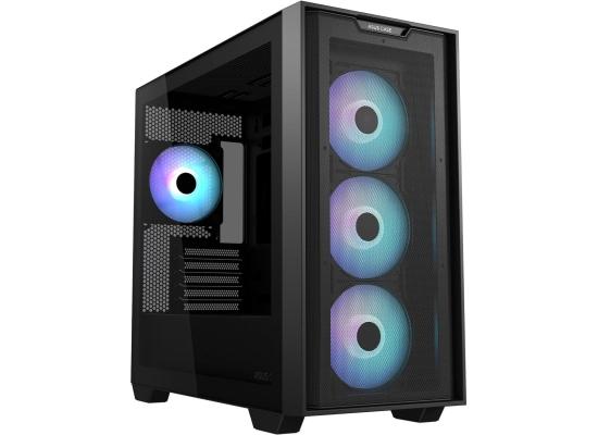 ASUS A21 PLUS (Black) Micro-ATX ARGB Mid Tower Tempered Glass Gaming Case, Front Performance Mesh Panel w/ 4 x120mm ARGB Fan