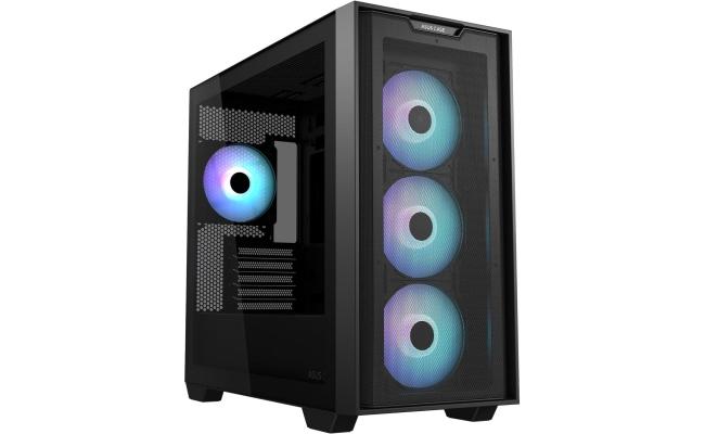 ASUS A21 PLUS (Black) Micro-ATX ARGB Mid Tower Tempered Glass Gaming Case, Front Performance Mesh Panel w/ 4 x120mm ARGB Fan