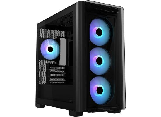ASUS A23 PLUS (Black) Micro-ATX ARGB Mid Tower Tempered Glass Gaming Case, Front TG Panel w/ USB Type-C & 4 x120mm ARGB Fan