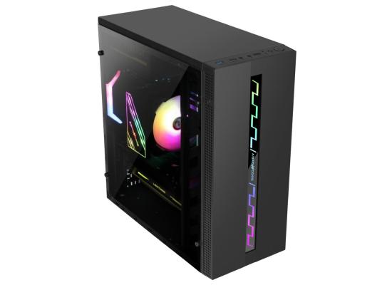 ABKONCORE L800 V1 Front RGB Spectrum Led Bar+1X Rear SP120 RGB Fan Tempered Glass Mid Tower Case w/ Led Button