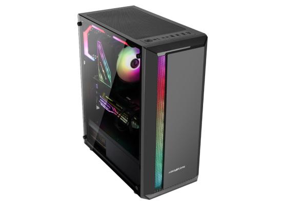 ABKONCORE L850 V1 Front RGB Spectrum Led Bar+1X Rear SP120 RGB Fan Tempered Glass Mid Tower Case w/ Led Button