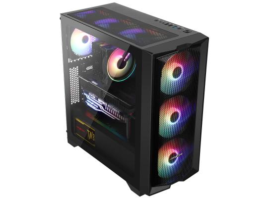 ABKONCORE H450X Fixed Spectrum Colors Front 3X 140mm Fan &120mm Rear Fixed Spectrum Fan Tempered Glass Case