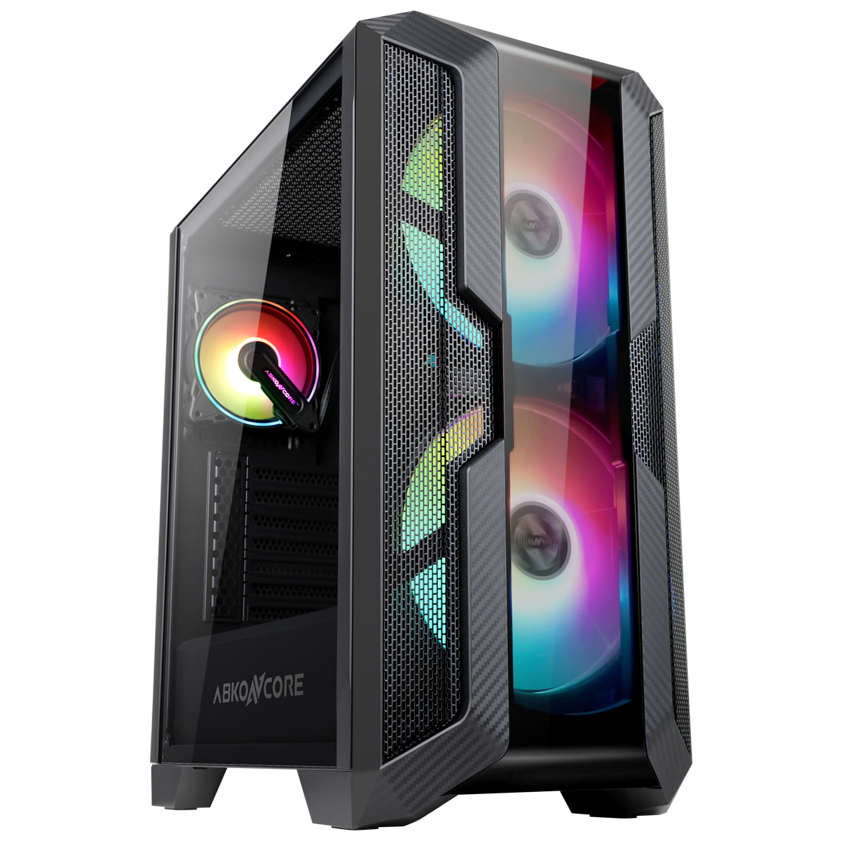 ABKONCORE H600A 200mm ARGB Fans and 120mm ARGB Fan, Two Side Tempered Glass Case