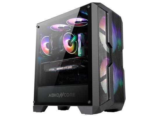 ABKONCORE H600X SYNC RGB Spectrum 3 Fans (2X200mm+120mm HR120) Tempered Glass Mid Tower& Front Full Mesh Design Case