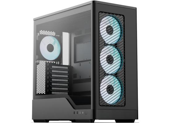 AeroCool D520A (Black) ARGB Stylish & Aesthetic Design ATX Mid Tower Tempered Glass Gaming Case w/ 4 Pre-installed 120mm ARGB Fans & Type-C (Reverse Connectors Motherboard Support)