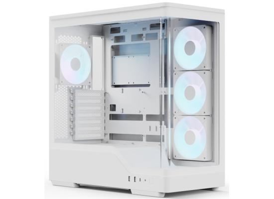 AeroCool P500A DIGI (White) ARGB Stylish Panoramic Fish Tank Design ATX Mid Tower Tempered Glass Gaming Case w/ 4 Pre-installed 120mm ARGB Fans, Type-C & BTF Compatibility (Reverse Connectors)