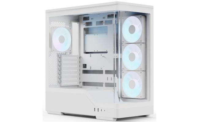 AeroCool P500A DIGI (White) ARGB Stylish Panoramic Fish Tank Design ATX Mid Tower Tempered Glass Gaming Case w/ 4 Pre-installed 120mm ARGB Fans, Type-C & BTF Compatibility (Reverse Connectors)