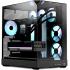 APNX V2 (Black) Dual Chamber Premium Sleek Panoramic 3 Glasses Design ATX Mid Tower Tempered Glass Gaming Case w/ Single Rear Fan, Support Up To 10x12cm Fans, Reverse Connector Motherboard & Type-C