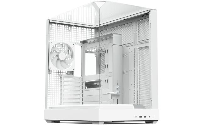 APNX V2 (White) Dual Chamber Premium Sleek Panoramic 3 Glasses Design ATX Mid Tower Tempered Glass Gaming Case w/ Single Rear Fan, Support Up To 10x12cm Fans, Reverse Connector Motherboard & Type-C APNX V2 (White) Dual Chamber Premium Sleek Panoramic 3 Glasses Design ATX Mid Tower Tempered Glass Gaming Case w/ Single Rear Fan, Support Up To 10x12cm Fans, Reverse Connector Motherboard & Type-C