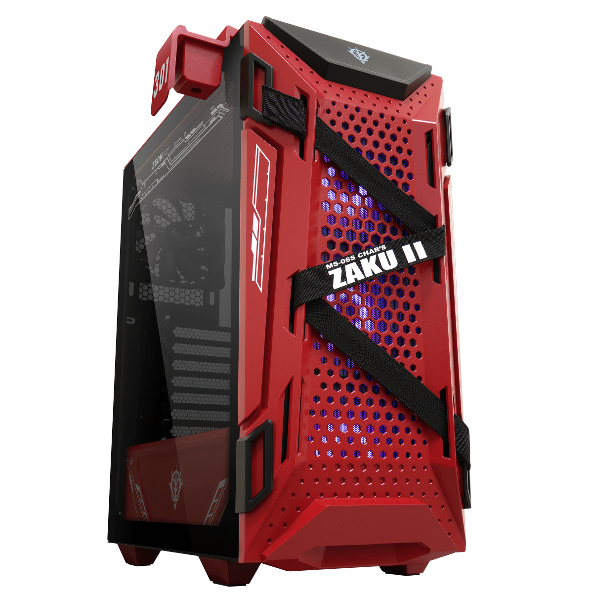 ASUS TUF Gaming GT301 ZAKU II EDITION RGB, Mid-Tower Gaming Case With Tempered Glass Side Panel, AURA ARGB Fan, Honeycomb Front Panel