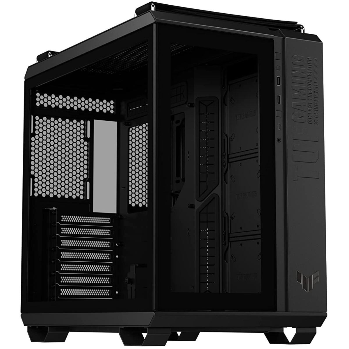 ASUS TUF Gaming GT502 (Black) Panoramic Dual Chamber Mid-Tower Tempered Glass Gaming Case w/ Full Modular Design, Type-C, Tool-Free Side Panels
