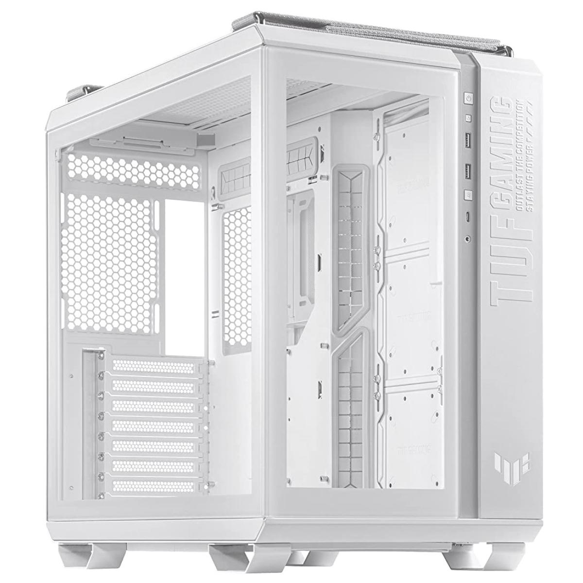 ASUS TUF Gaming GT502 (White) Panoramic Dual Chamber Mid-Tower Tempered Glass Gaming Case w/ Full Modular Design, Type-C, Tool-Free Side Panels