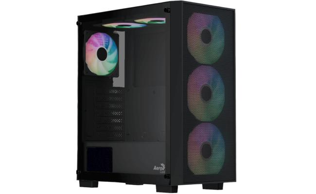 AeroCool B509A Flow (Black) ARGB Stylish ATX Mid Tower Tempered Glass Gaming Case w/ Mesh Front & 6 Pre-installed 120mm ARGB Fans
