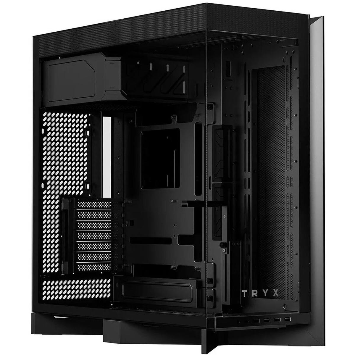 TRYX LUCA L70 (Black) E-ATX Mid Tower Aesthetic Panoramic Tempered Glass Design Gaming case, Type-C, Up To 420mm Radiator, BTF Support