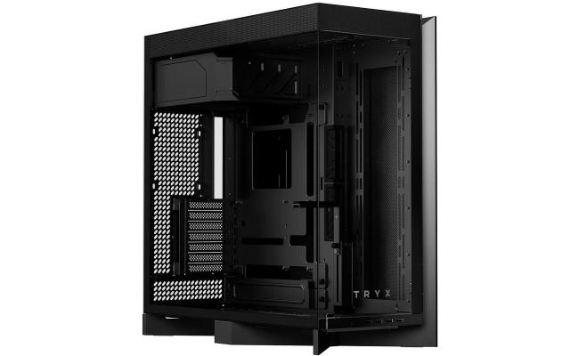 TRYX LUCA L70 (Black) E-ATX Mid Tower Aesthetic Panoramic Tempered Glass Design Gaming case, Type-C, Up To 420mm Radiator, BTF Support