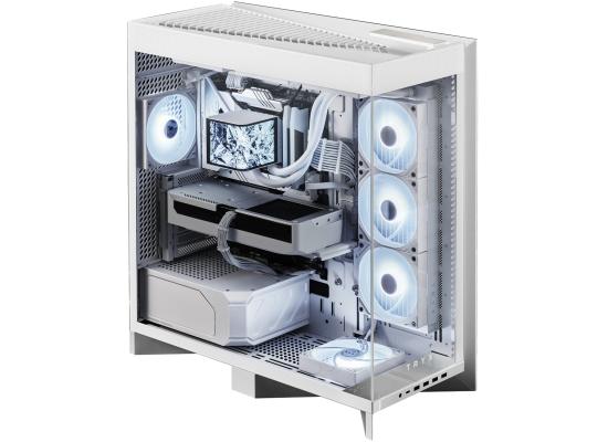 TRYX LUCA L70 (White) E-ATX Mid Tower Aesthetic Panoramic Tempered Glass Design Gaming case, Type-C, Up To 420mm Radiator, BTF Support