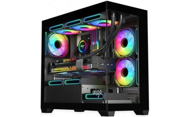 darkFlash C218M Micro ATX Mid Tower Modern Aesthetic ARGB Gaming case, Panoramic Tempered Glass Design, w/ 3 ARGB Fans (Black)