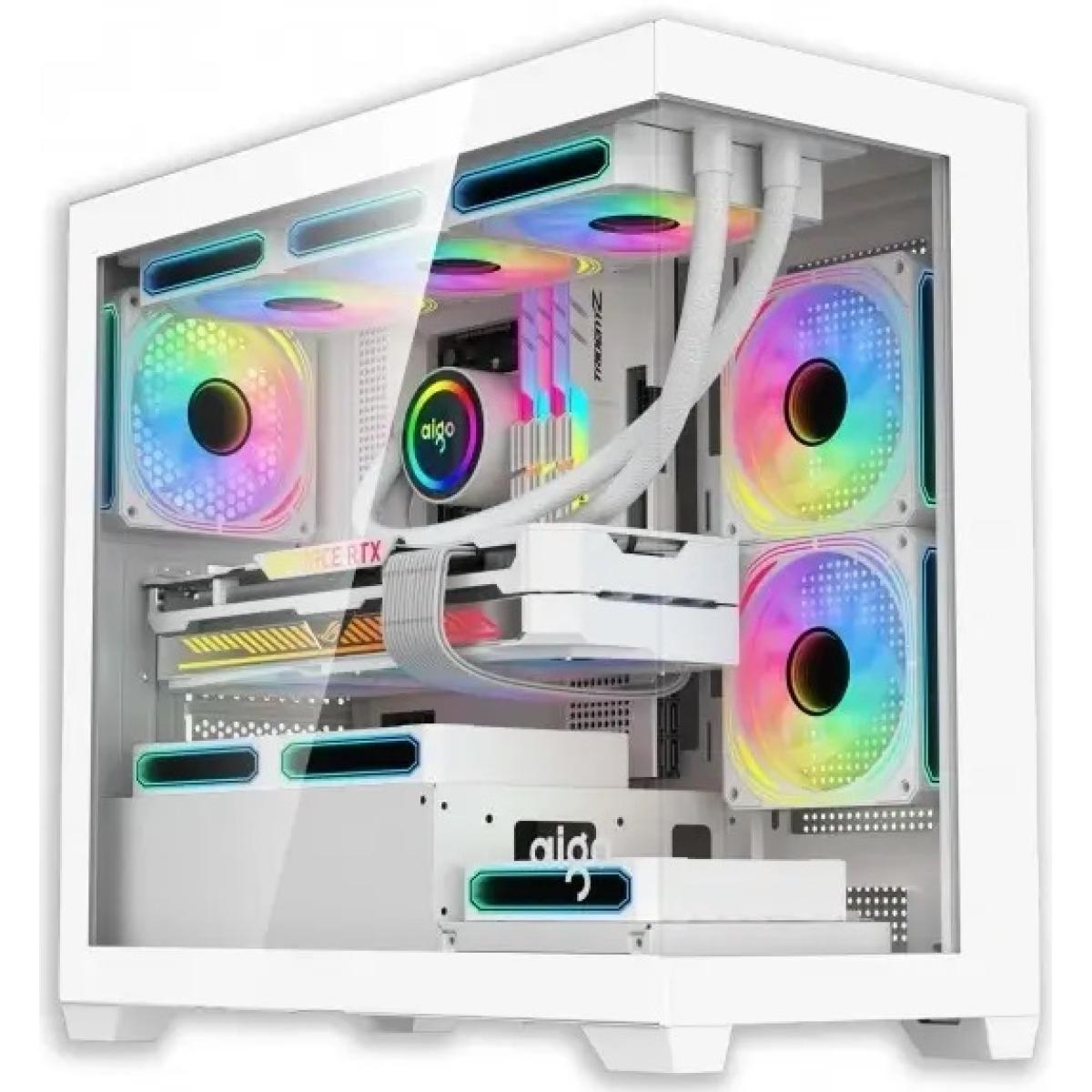 darkFlash C218M Micro ATX Mid Tower Modern Aesthetic ARGB Gaming case, Panoramic Tempered Glass Design, w/ 3 ARGB Fans (White)