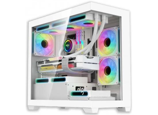 darkFlash C218M Micro ATX Mid Tower Modern Aesthetic ARGB Gaming case, Panoramic Tempered Glass Design, w/ 3 ARGB Fans (White)