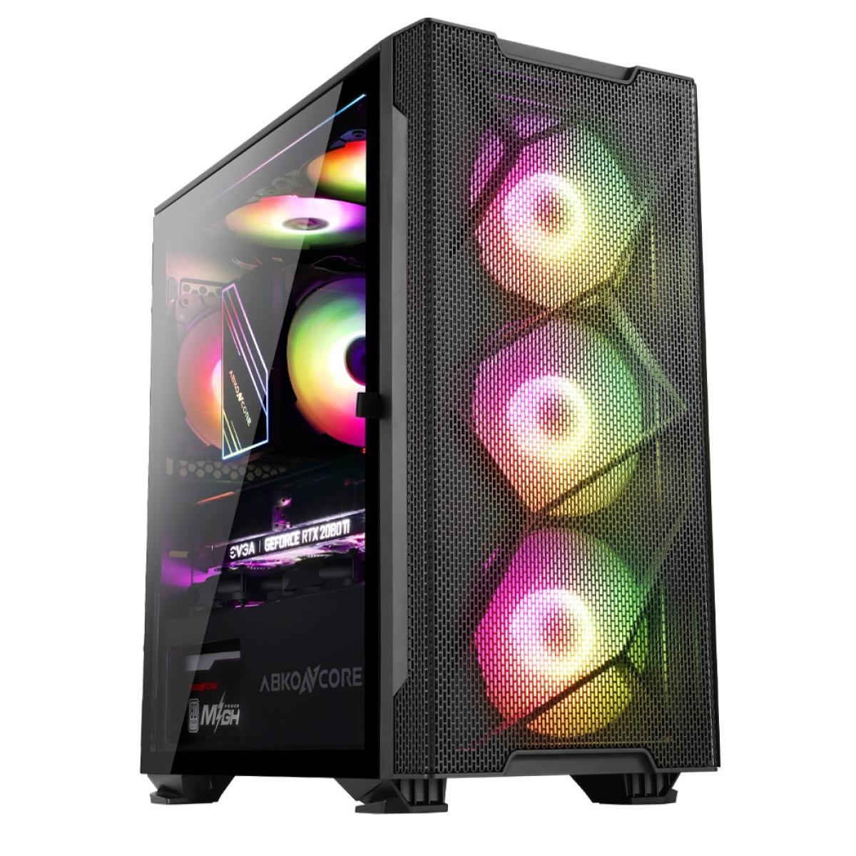 ABKONCORE C550M 4X120mm RGB Spectrum Fan Tempered Glass Mini Tower & Front Full Mesh Design Case W/ Led Button