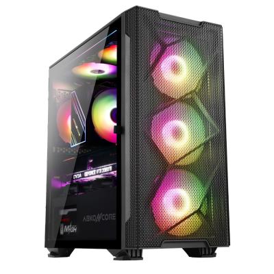 ABKONCORE C550M 4X120mm RGB Spectrum Fan Tempered Glass Mini Tower & Front Full Mesh Design Case W/ Led Button