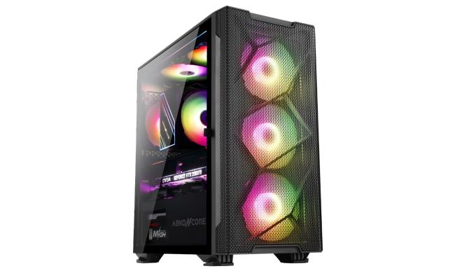 ABKONCORE C550M 4X120mm RGB Spectrum Fan Tempered Glass Mini Tower & Front Full Mesh Design Case W/ Led Button