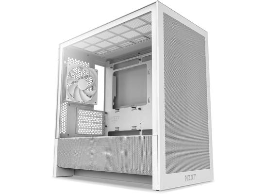 NZXT H3 Flow Mid Tower mATX Tempered Glass Airflow  Gaming Case w/ Pre-installed Single F120Q (CV) & USB Type-C Port - White