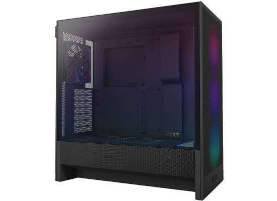 NZXT H5 Flow RGB (2024) Mid Tower ATX Tempered Glass Airflow Gaming Case w/ Pre-installed Single Frame F360 RGB Core + 1xF120Q & USB Type-C Port - Black