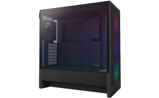 NZXT H5 Flow RGB (2024) Mid Tower ATX Tempered Glass Airflow Gaming Case w/ Pre-installed Single Frame F360 RGB Core + 1xF120Q & USB Type-C Port - Black