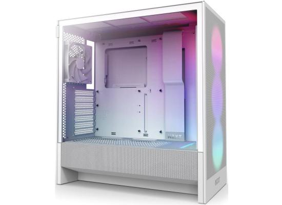 NZXT H5 Flow RGB (2024) Mid Tower ATX Tempered Glass Airflow Gaming Case w/ Pre-installed Single Frame F360 RGB Core + 1xF120Q & USB Type-C Port - White